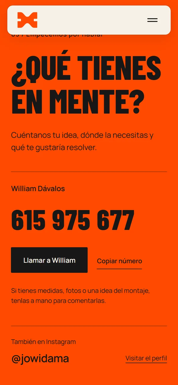 La web de Jowidama en el móvil